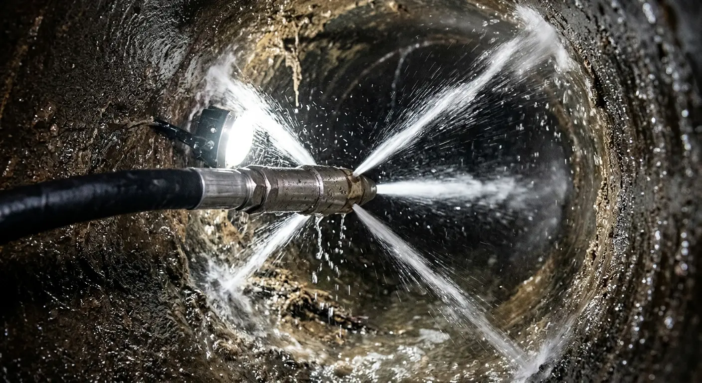 High-pressure hydro jetting nozzle cleaning sewer pipe for Storm Drain Cleaning in Quincy